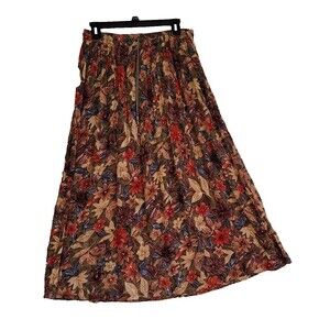 Maxi Skirt Womens Medium Floral Multicolor Peasant Boho Elastic Waist 100% Rayon
